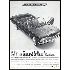 1962 Pontiac Tempest LeMans Le Mans Convertible Vintage Print Ad Wall Art Decor